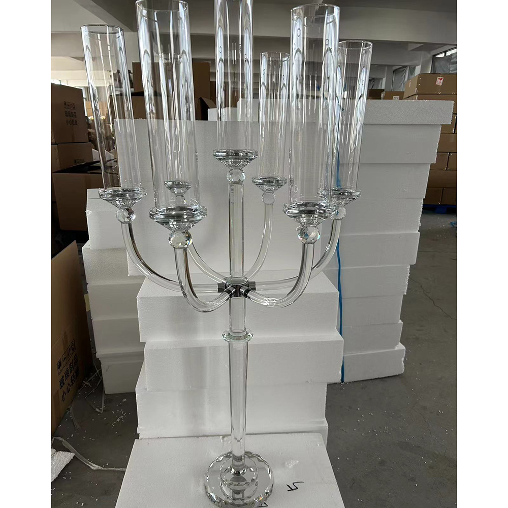 Luxury 7 Arms wedding decoration crystal candle holder centerpieces china suppliers